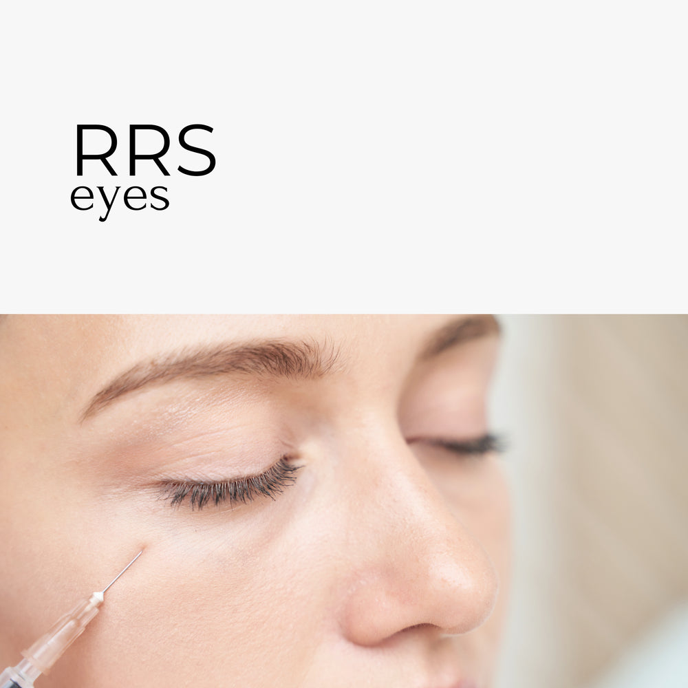 El tratamiento RRS Eyes es una terapia especialmente diseñada para tratar las áreas delicadas alrededor de los ojos, utilizando una combinación de ácido hialurónico y antioxidantes. Este tratamiento está enfocado en reducir la apariencia de ojeras, líneas finas, bolsas y signos de fatiga, mejorando la calidad y luminosidad de la piel en la zona periocular.